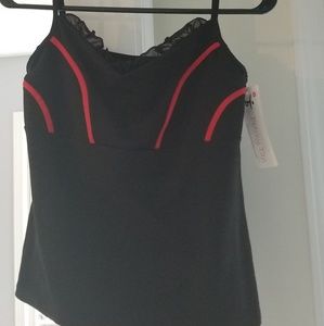 Black Red Lace Tennis Cami Tank Sexy XS